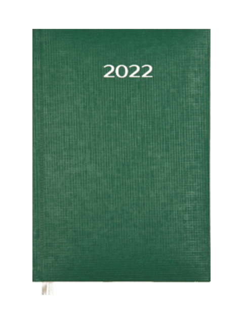 Ежедневник датированный 2022, A5, Attomex "Lancaster" 352 стр.балакрон с поролоном, срез белый, 145х205 мм, зеленый