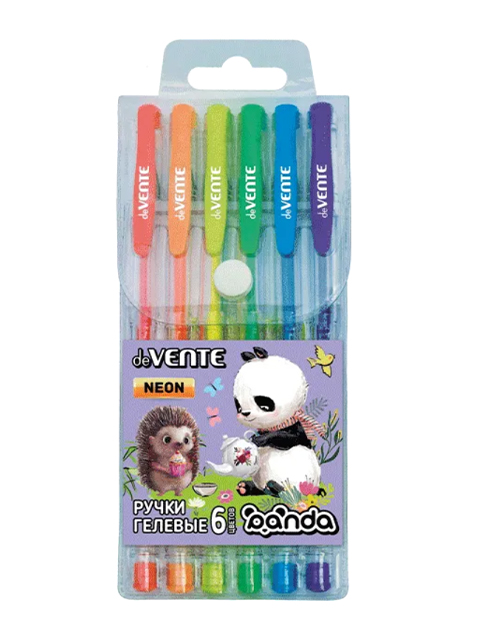 Набор гелевых ручек deVENTE "Panda" 6 цветов, 0,8 мм, неон., флуоресцентные