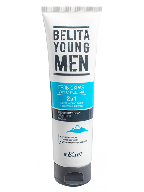 Гель-скраб для лица Bielita "Young Men" 2в1, против черных точек и врастания щетины, 100 мл