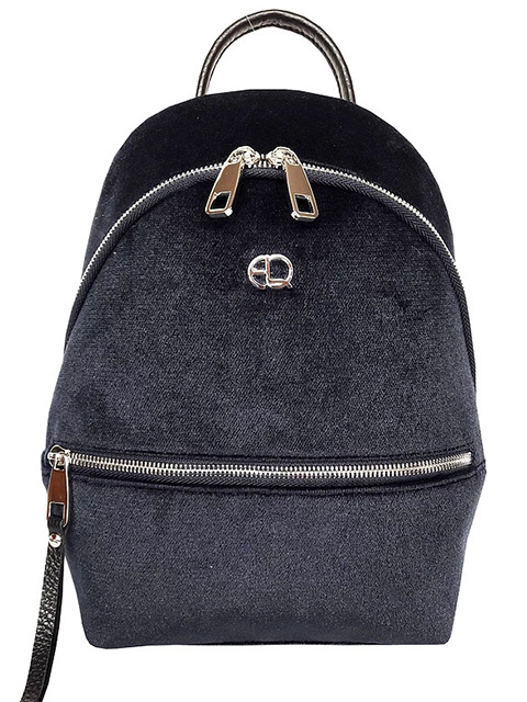 Рюкзак женский Elegant Quality, бархат, черный, 29х21х12 см