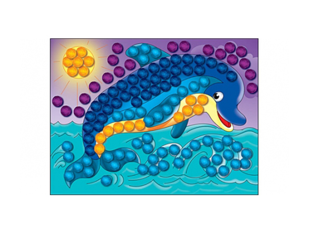 Набор для детского творчества А5 "Мозаика из помпонов. Дельфин"