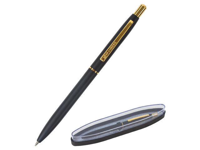 Ручка бизнес-класса шариковая BRAUBERG "Brioso", корпус черный с золотистым, 0,5мм, синяя