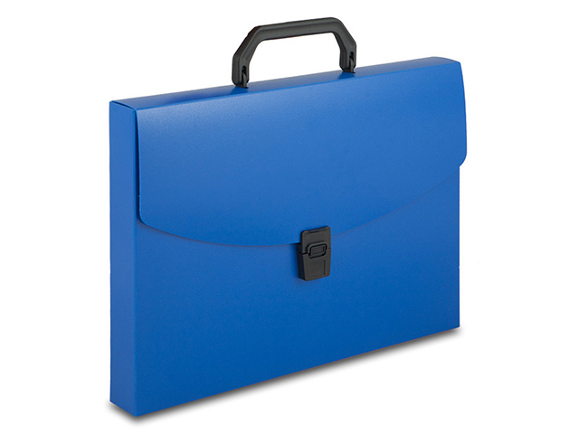 Портфель пластиковый А4 1 отделение Бюрократ 0,7 мм, голубой