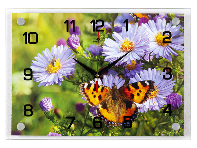 Часы настенные "Бабочки на полевых цветах" 