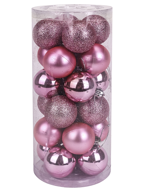 Набор елочных шаров MILAND "Новогоднее настроение" 24 штуки d-4 см, розовый