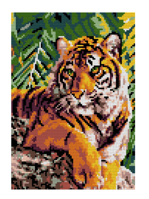 Алмазная мозаика LORI "Тигр на камне" 21х30см