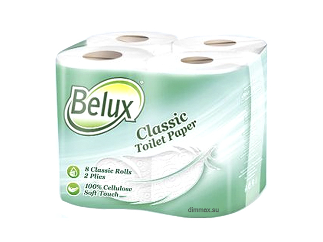 Бумага туалетная "Belux Classic" 2-х сл. 8шт., белая