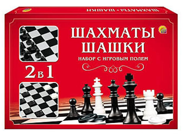 Игра настольная "Шахматы и шашки" + поле, в картонной коробке