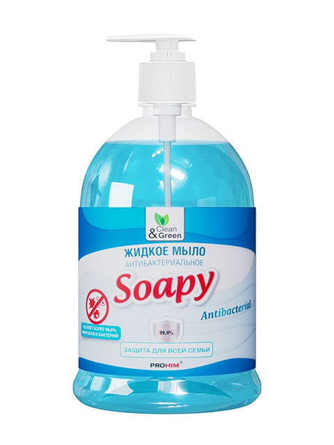 Мыло жидкое 1000мл Soapy "Антибактериальное", с дозатором