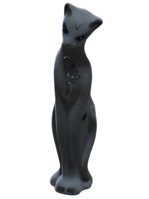 Копилка - кошка "Багира малая без шляпы флок" серая, 40,5 см