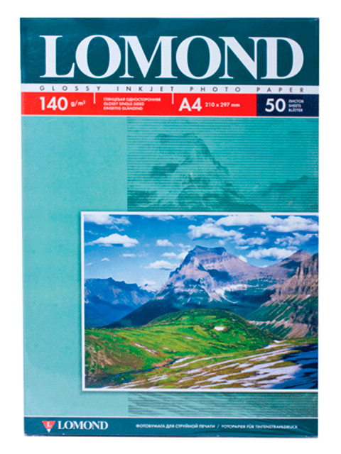 Фотобумага Lomond А4 140 г/м2, 50 листов, глянцевая односторонняя
