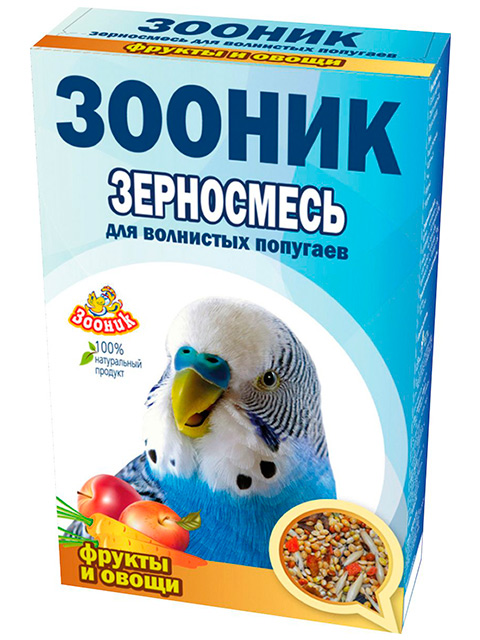 Зерносмесь для волнистых попугаев "Зооник" Фрукты и овощи 500г