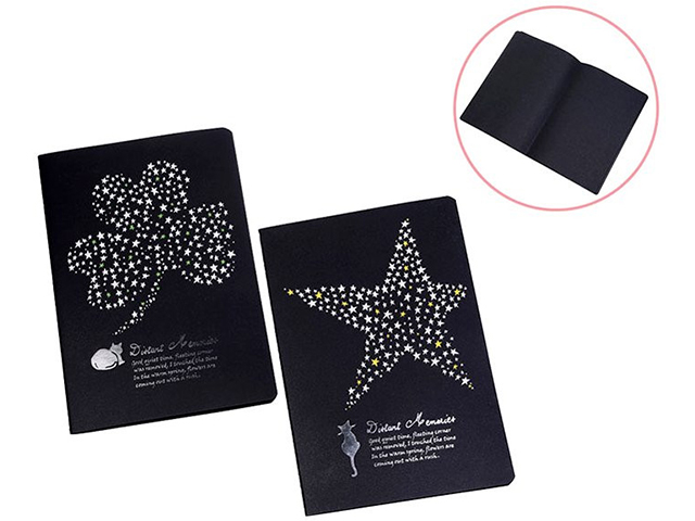 Блокнот А5 20 листов Mazari "IN STARS" черный внутренний бумажный блок, 4 дизайна в ассортименте