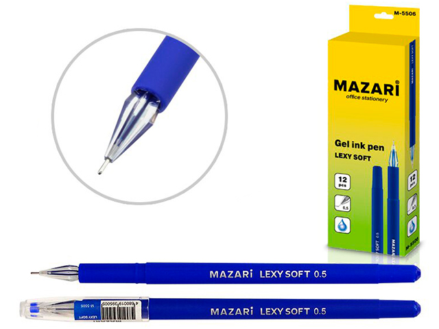 Ручка гелевая Mazari "LEXY SOFT" 0,5 мм, корпус пластик, синяя