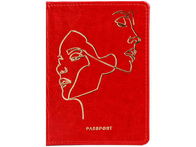 Обложка для паспорта Office Space "Life line" к/зам., тиснение фольгой, красный