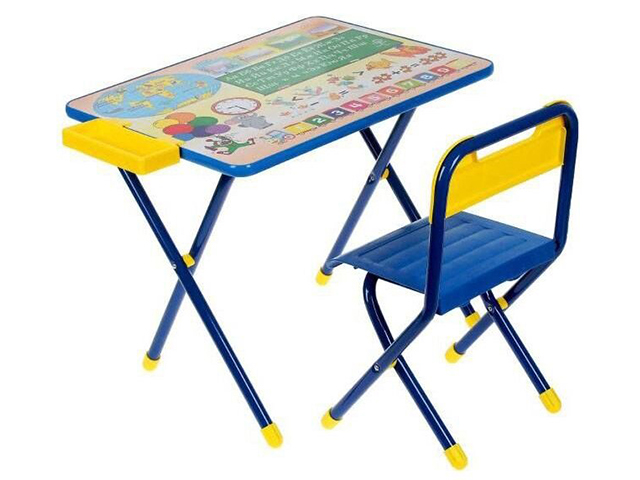 Набор мебели складной детской Дэми №1 "Глобус" (стул + стол + пенал) синий