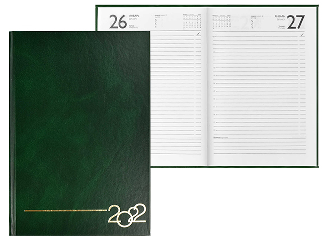 Ежедневник датированный 2022 А5 Феникс+ 160 листов, зеленый
