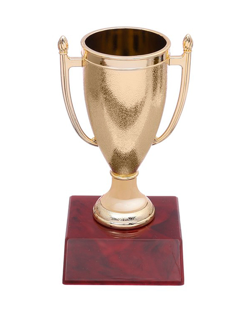 Кубок спортивный 056 Золото, 12,5х6,5х6,5 см, красная подставка, пластик