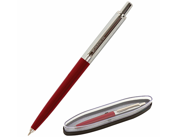 Ручка бизнес-класса шариковая BRAUBERG "Soprano", корпус серебристый с бордовым, 0,5мм, синяя