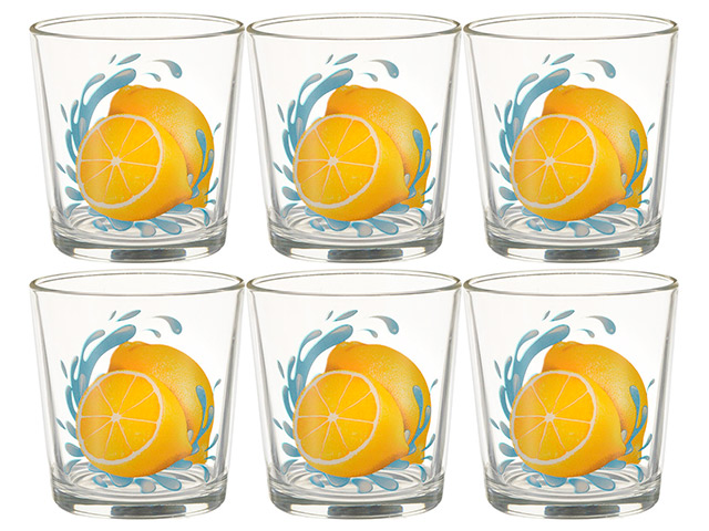 Набор стаканов "Ода. Лимон К" 250мл., низкий, 6шт. в наборе
