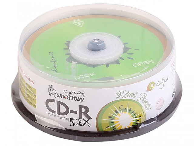 Диск CD-R Smart Buy Fresh-Kiwifruit 700Mb 52x Cake Box (25)