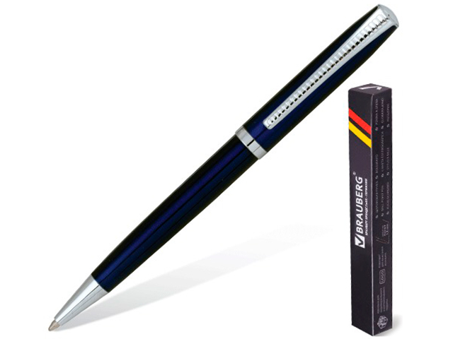 Ручка бизнес-класса шариковая BRAUBERG "Cayman Blue", корпус синий, серебристые детали, 1 мм, синяя, 141409