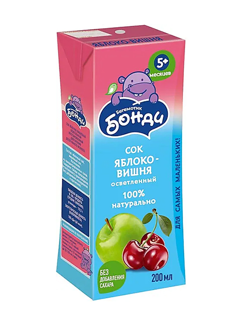 Сок "БОНДИ" 0,2 л яблоко-вишня