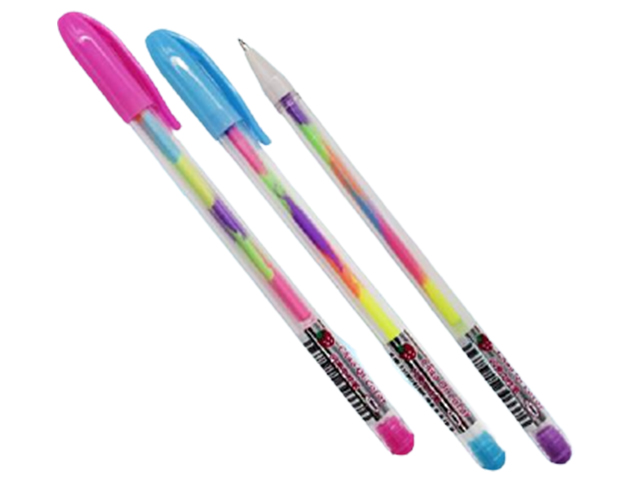 Набор гелевых ручек Basir 6 цветов, неон+цветные, многоцветный радужный стержень, 0,8мм, в упак