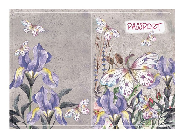 Обложка для паспорта Фора "Цветы и бабочки" ПВХ