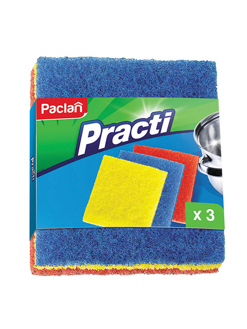 Мочалки для посуды Paclan "Practi" абразивные, 3 шт. в упаковке