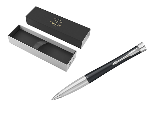 Ручка шариковая с поворотным механизмом PARKER "Urban Twist Black CT" синяя, 1,0мм, в подарочной упаковке