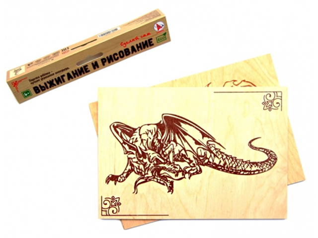 Доска для рисования и выжигания "Дракон" с рамкой