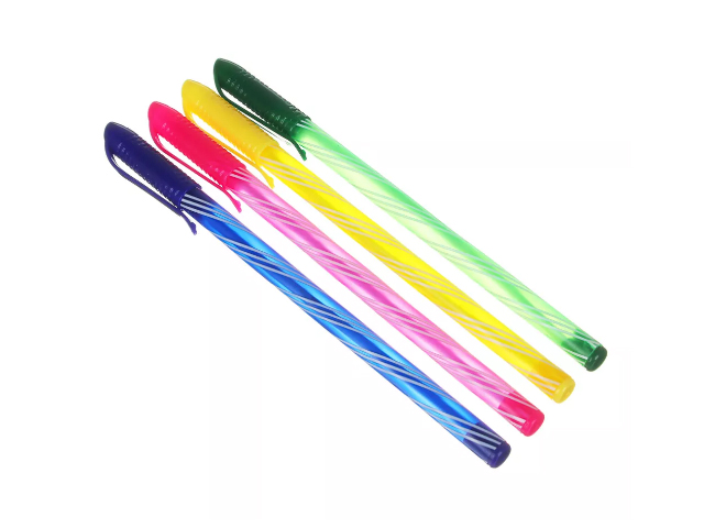 Ручка шариковая с цветным "закрученным" корпусом, 0,7 мм, синяя
