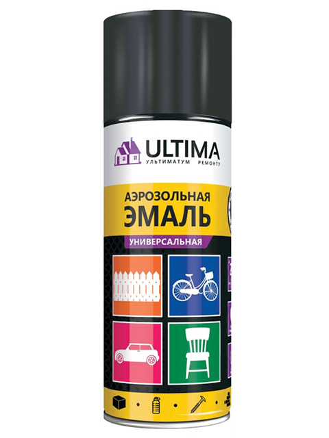 Эмаль универсальная"ULTIMA" черный грунт, 520мл., аэрозоль