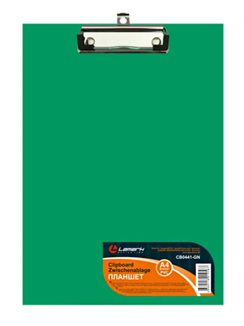 Планшет с зажимом А4 "Lamark" PVC покрытие, зеленый (клипборд)