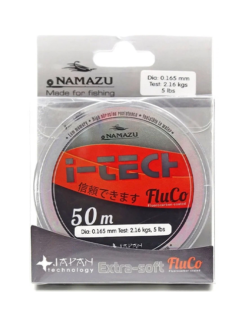 Леска Namazu "I-Tech Fluco", L-50 м, d-0,165 мм, test-2,16кг, прозрачная