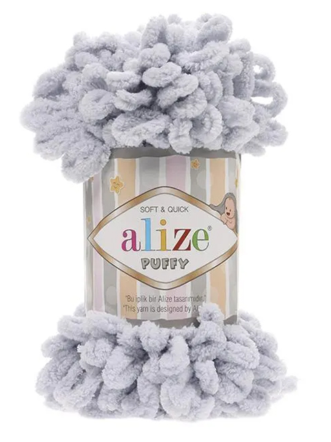 Пряжа ALIZE "Puffy" светло-серый 100гр. 9м. (100% микрополиэстер)