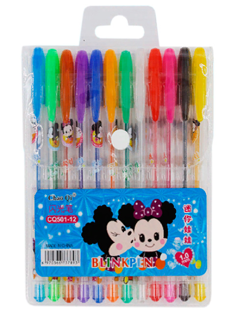 Набор гелевых ручек Basir "Мышата" 12 цветов, ароматизированные с блестками