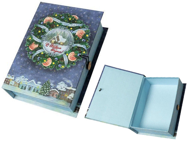 Коробка-книга подарочная "Новогодний венок"