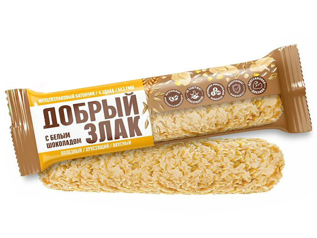 Батончик Добрый злак мультизлаковый с белым шоколадом ,19г (1/24)