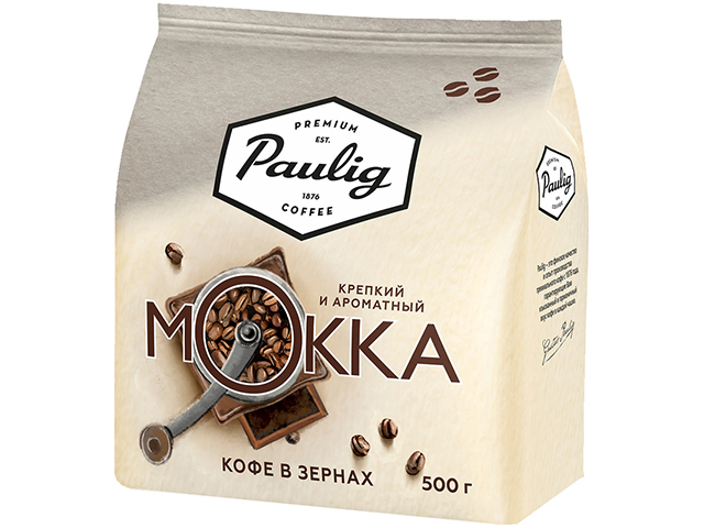 Кофе в зернах PAULIG "МОККА", натуральный 500г, вакуумный пакет