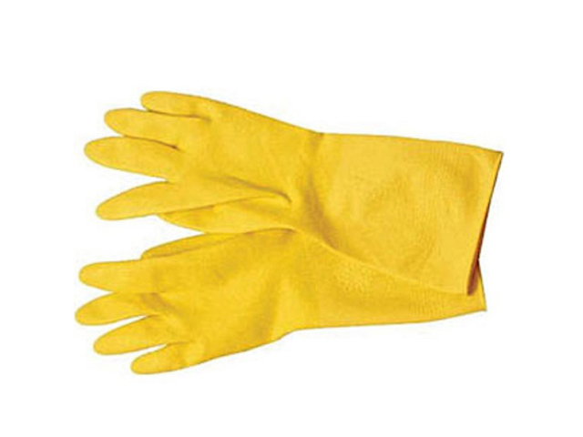 Перчатки резиновые Бережливая хозяйка хозяйственные с хлопковым напылением, желтые р-р М
