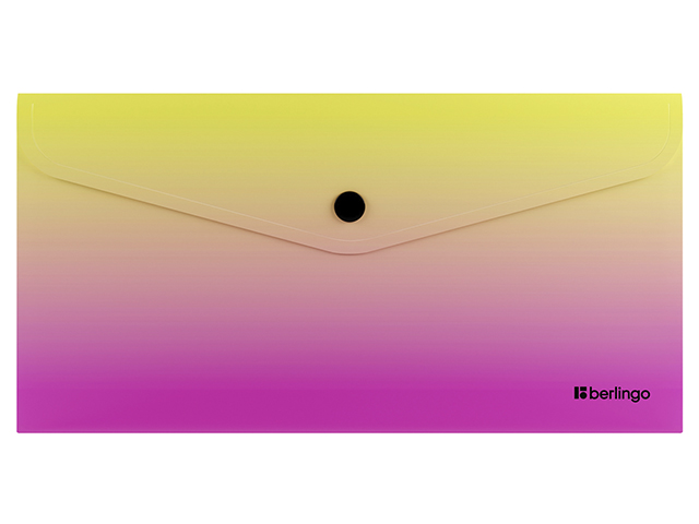 Папка-конверт на кнопке Travel size Berlingo "Radiance" 180мкм, желтый/розовый градиент