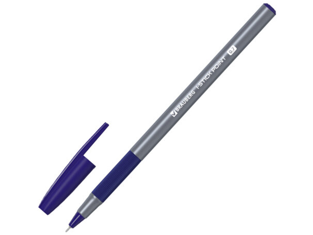 Ручка шариковая BRAUBERG "i-Stick", корпус серый, узел 0,7 мм, линия 0,35 мм, синяя