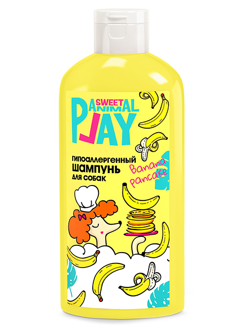 Animal Play Sweet Шампунь "Банановый панкейк" для собак и кошек, гипоаллергенный 300 мл