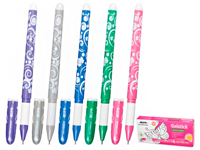 Ручка гелевая BIEFA "Узоры" 0,5 мм, корп. с рисунком, черная