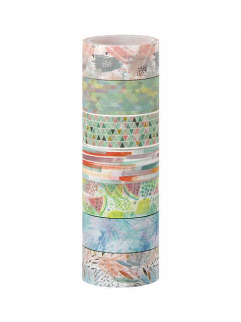Клейкие Wasni-ленты "Остров сокровищ" для декора, МИКС №1, рисовая бумага 15 мм х 3 м, 7шт.