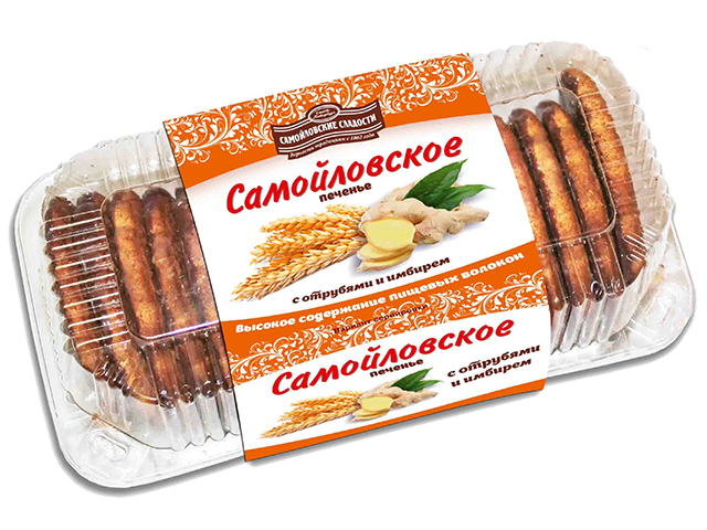 Печенье сахарное "Самойловское" с отрубями и имбирем, 412г