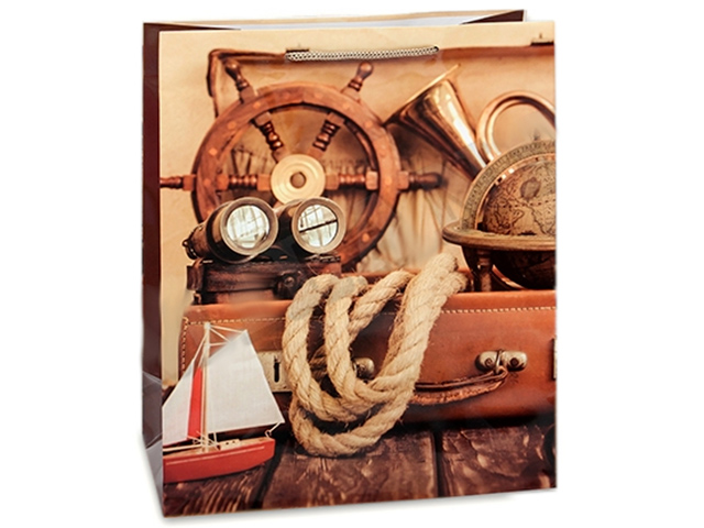 Пакет подарочный бумажный 26,4х32,7х13,6 "Морские незабываемые приключения" ламинированный