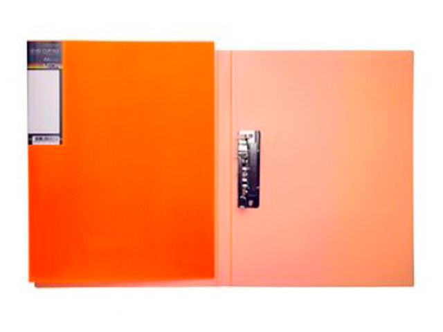 Папка А4 с прижимом "Хатбер" 14 мм неоново-оранжевая